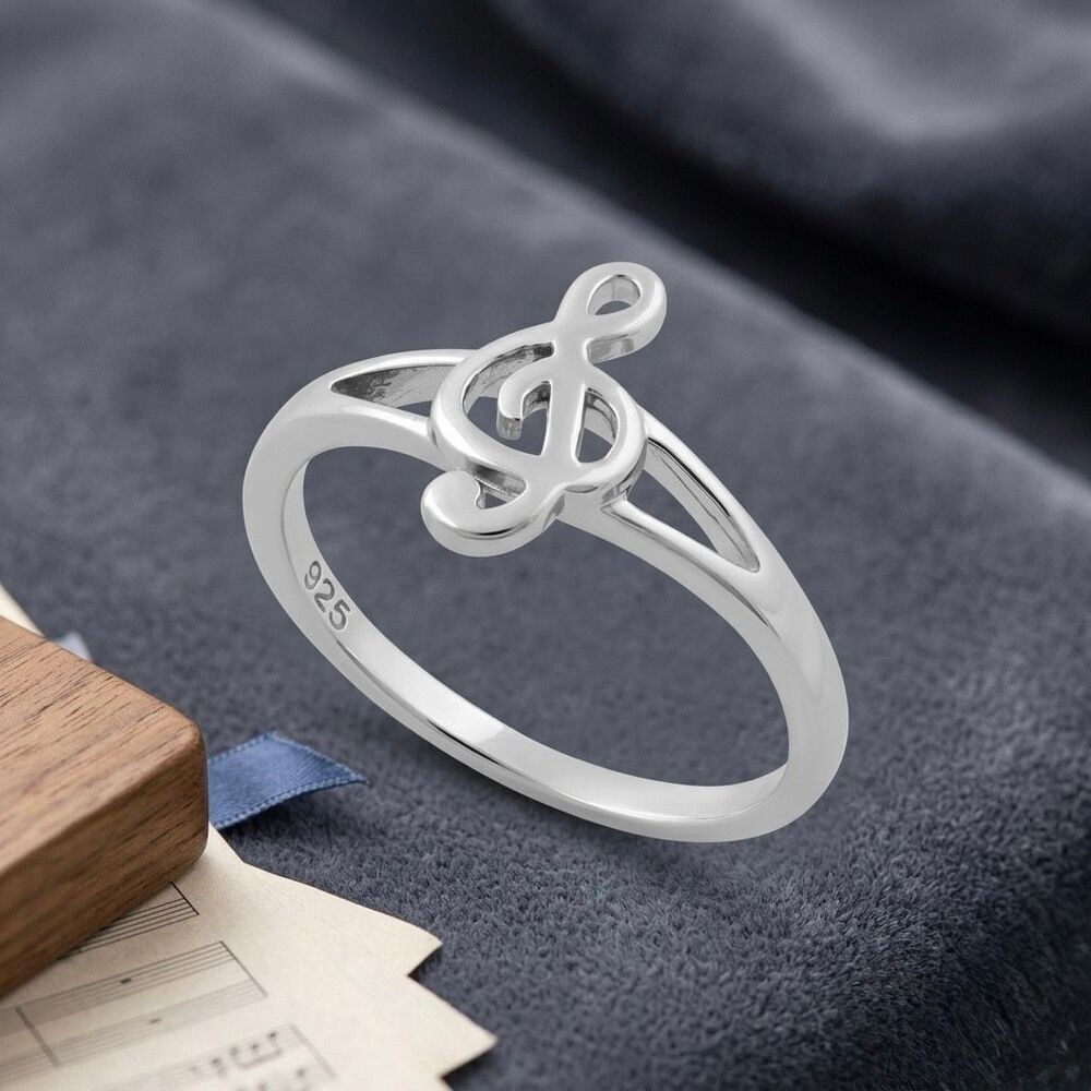 Sterling Silver G Clef Musical Ring - Texas Boho Chic Artisan Jewelry New
